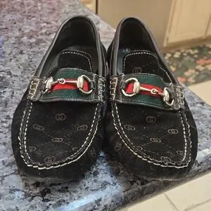 Gucci | Shoes | Gucci Black Loafers With Red And Green  display picture 3